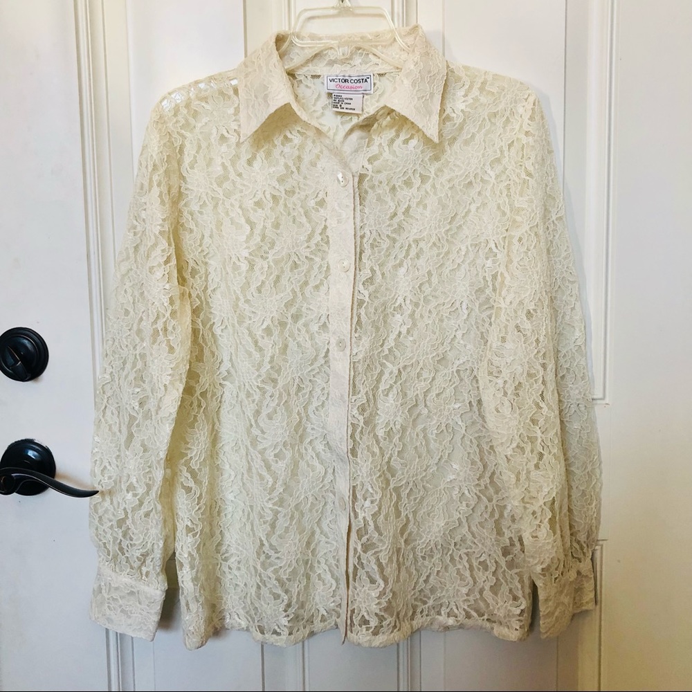 Victor Costa Ocassion Lace Longsleeves Small
